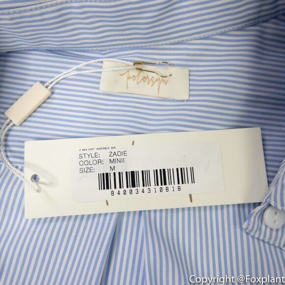 NEW Petersyn Zadie puff short sleeve button front cotton top, white, M - Picture 10 of 16